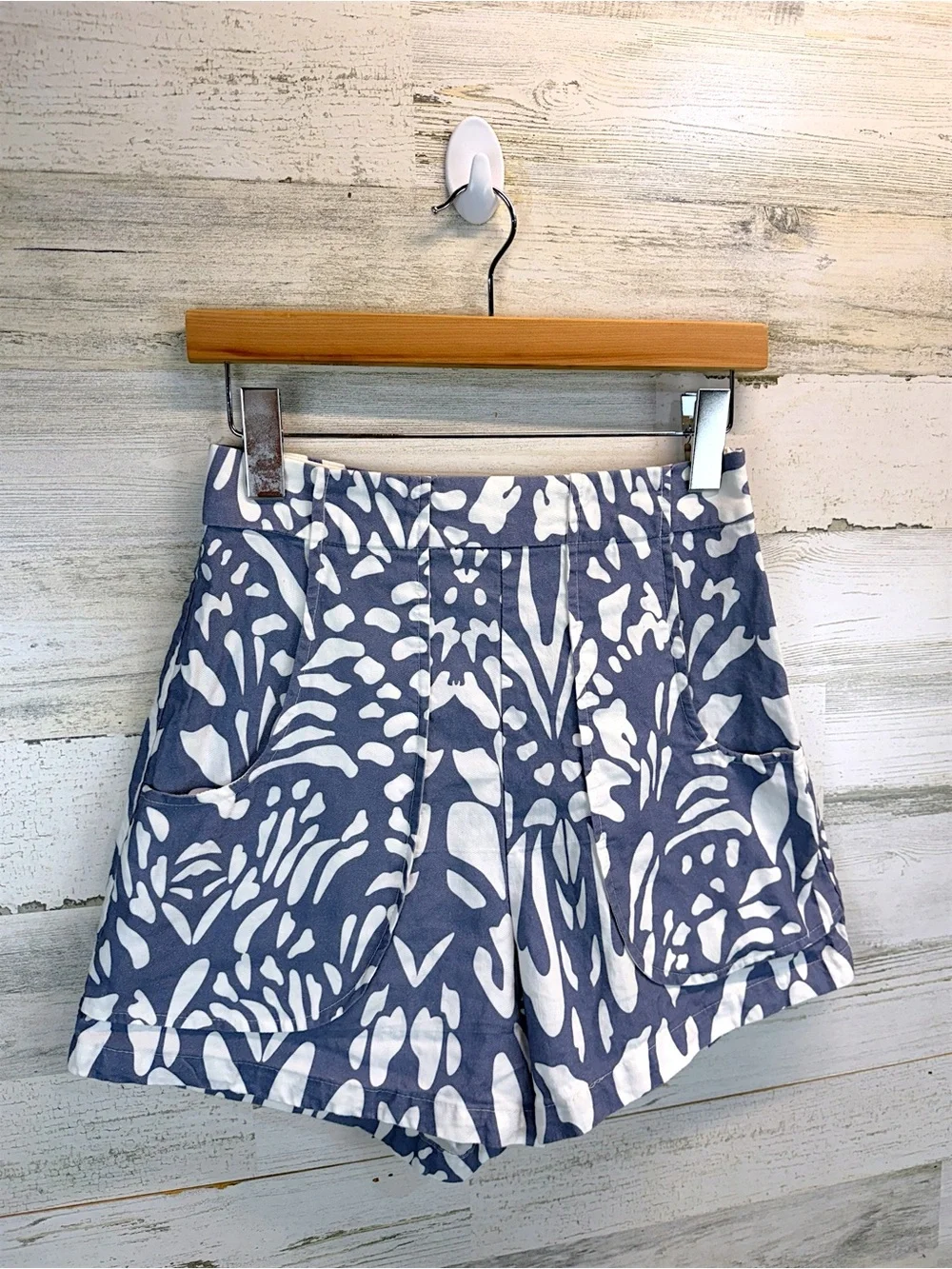 Anthropologie OhSevenDays Poche High Rise Linen Blend Printed Shorts Medium - Picture 7 of 14